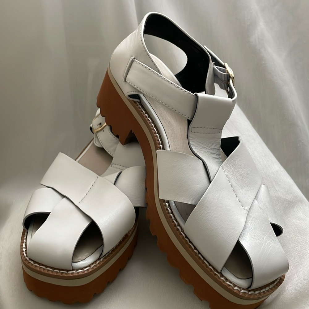 All Black white lug sole fisherman sandals - worn once